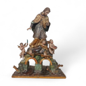 San Juan Nepomuceno, escultura en cal (Alemania del Sur o Bohemia, siglo XVIII)